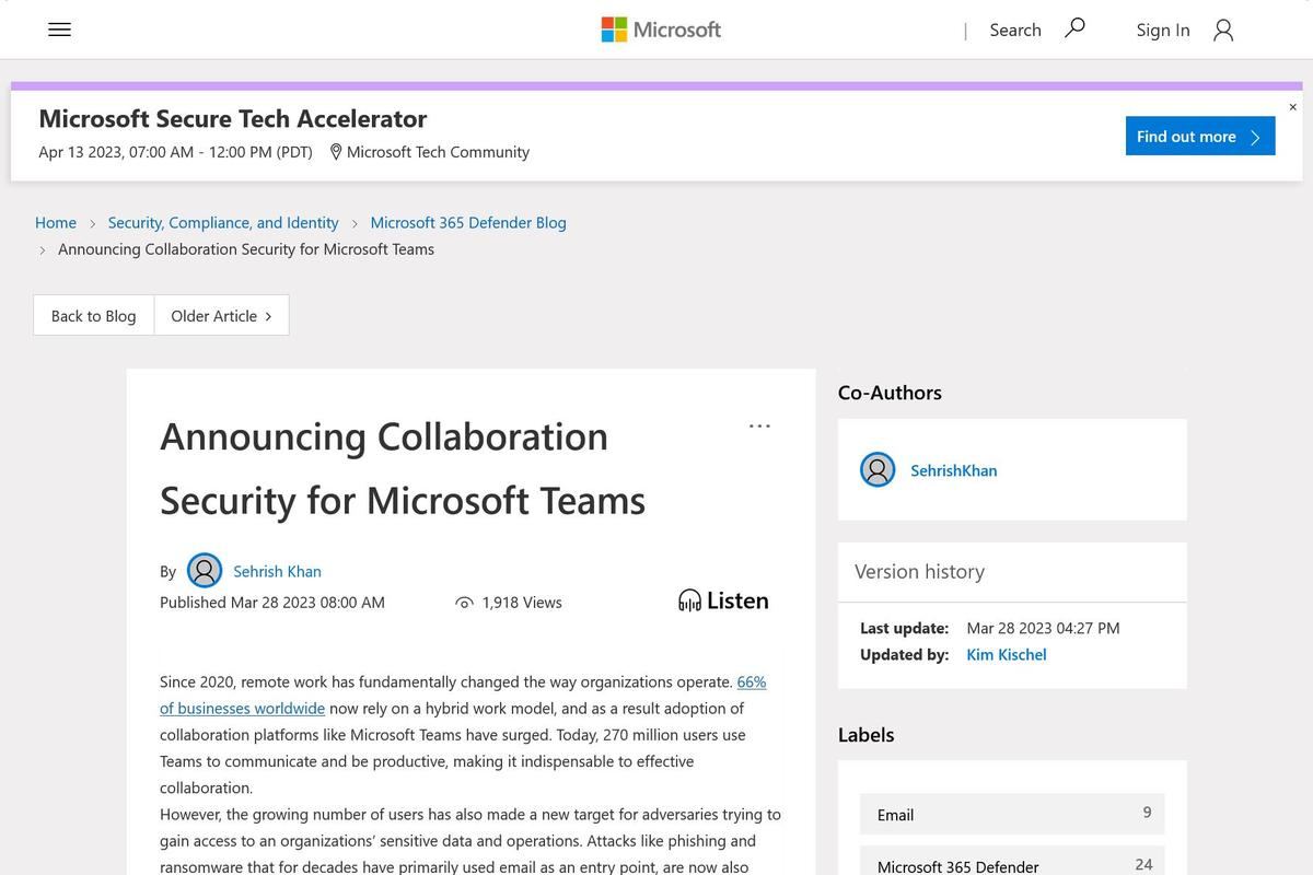 Microsoft Teams のコラボレーション セキュリティの発表 - マイクロソフト コミュニティ ハブ
