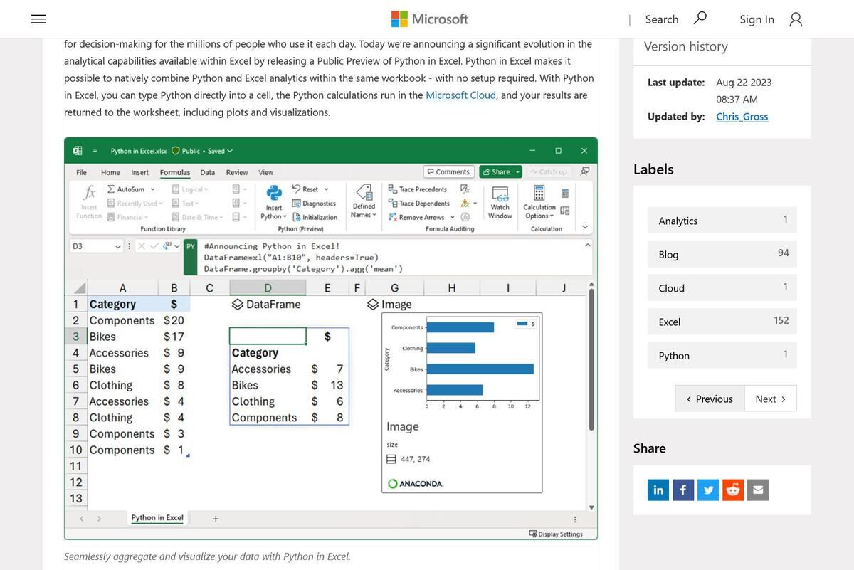 Announcing Python in Excel