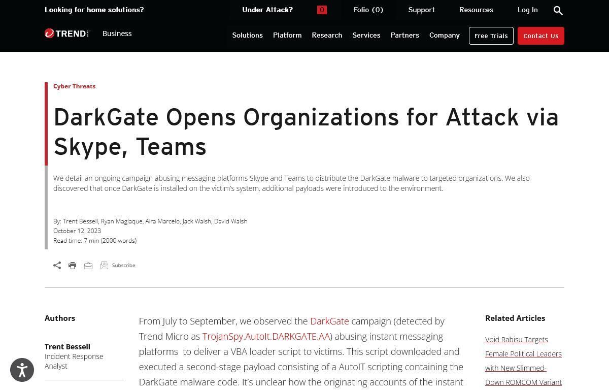 DarkGate Opens Organizations for Attack via Skype、Teams